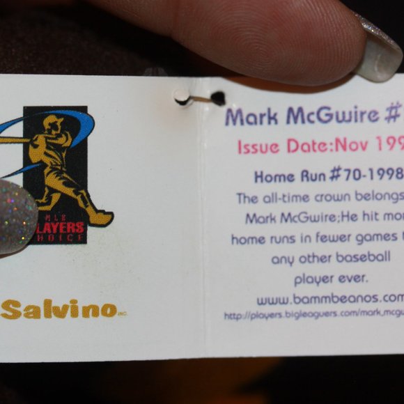 Salvino's Bamm Beano's 9" Mark McGuire #25 Baseball Bear 1998 in Plastic Cube - Picture 3 of 4